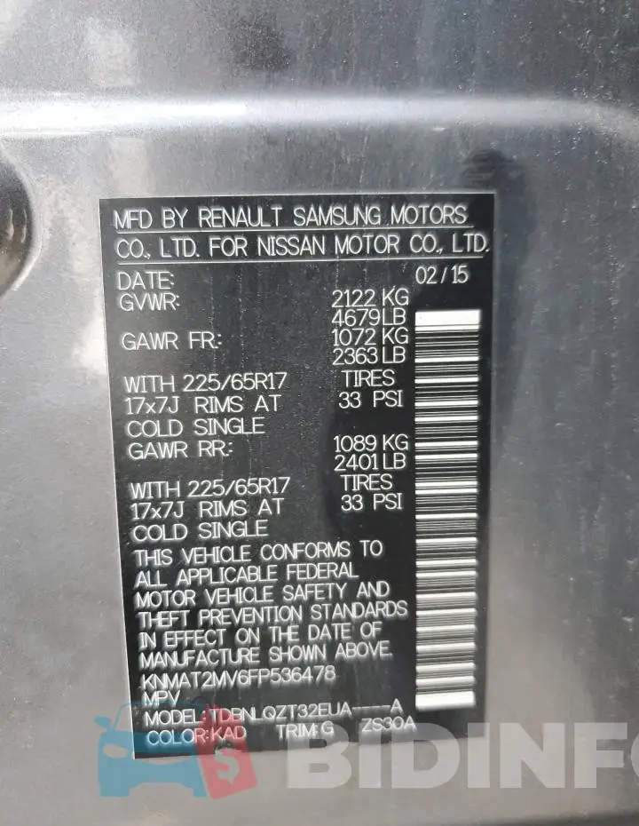 KNMAT2MV6FP536478 Photo# 12