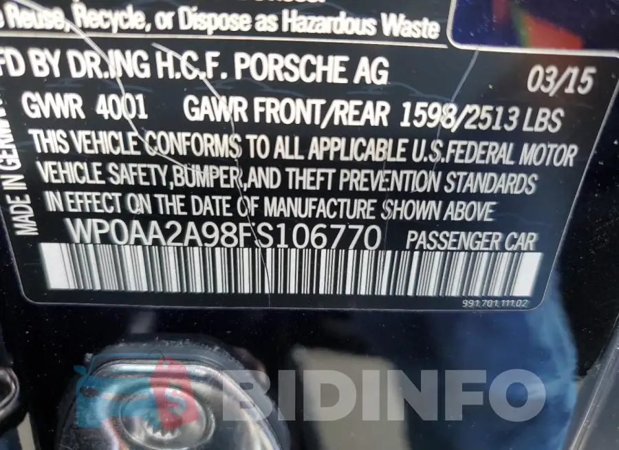 WP0AA2A98FS106770 Photo# 12