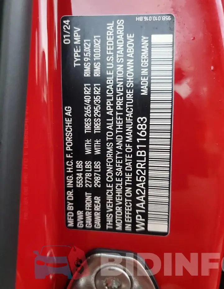 WP1AA2A52RLB11683 Photo# 14
