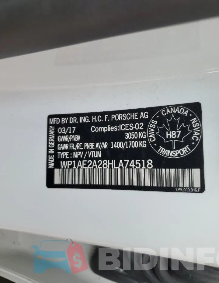 WP1AE2A28HLA74518 Photo# 13