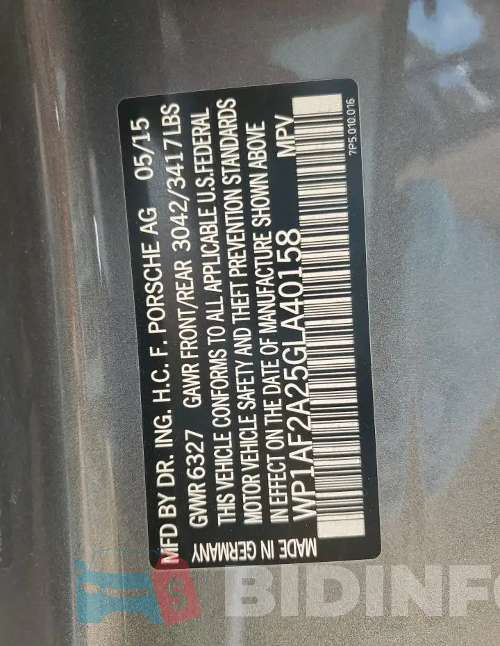 WP1AF2A25GLA40158 Photo# 14