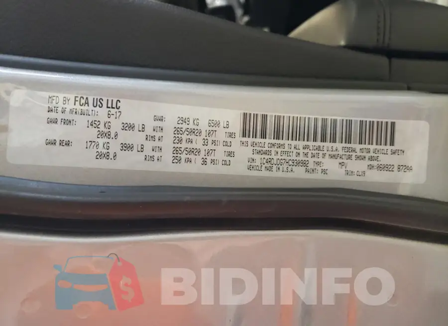 1C4RDJDG7HC930982 Photo# 13
