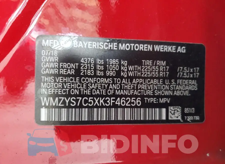 WMZYS7C5XK3F46256 Photo# 12