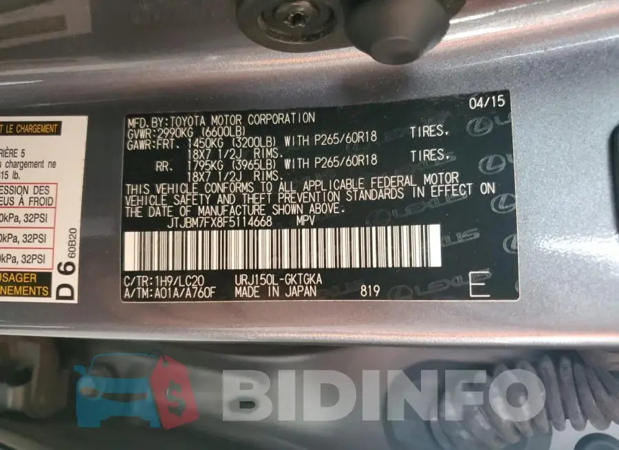 JTJBM7FX8F5114668 Photo# 13
