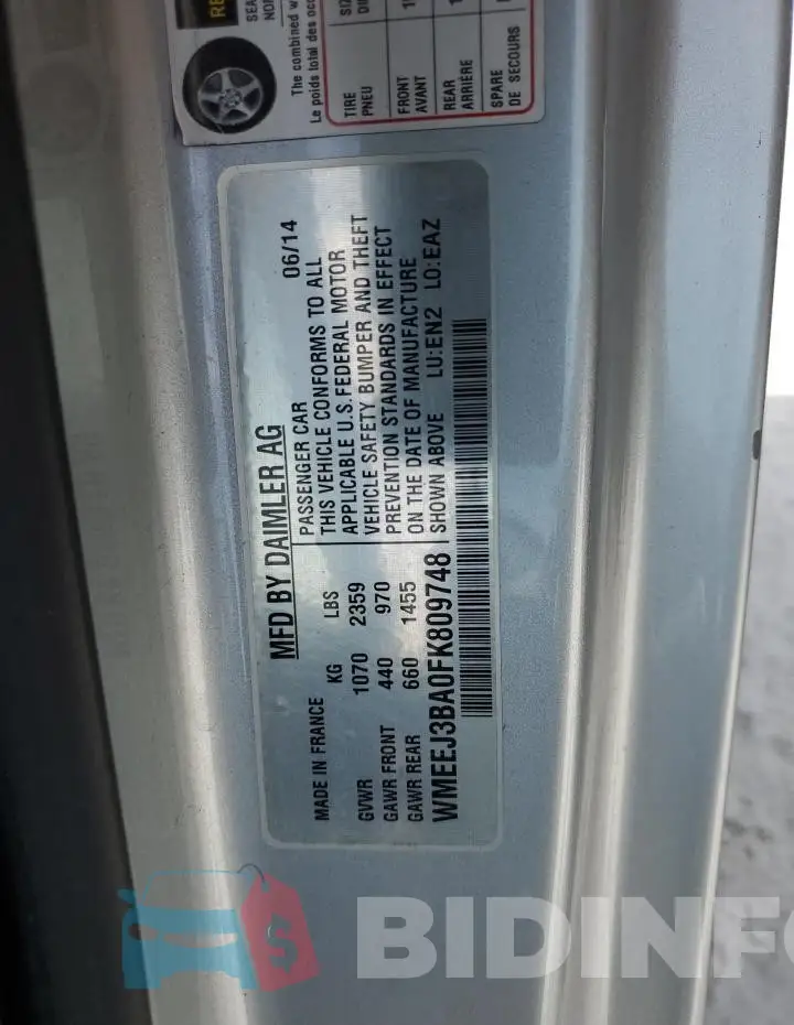 WMEEJ3BA0FK809748 Photo# 13