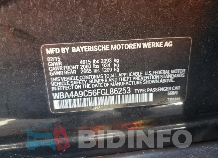 WBA4A9C56FGL86253 Photo# 12