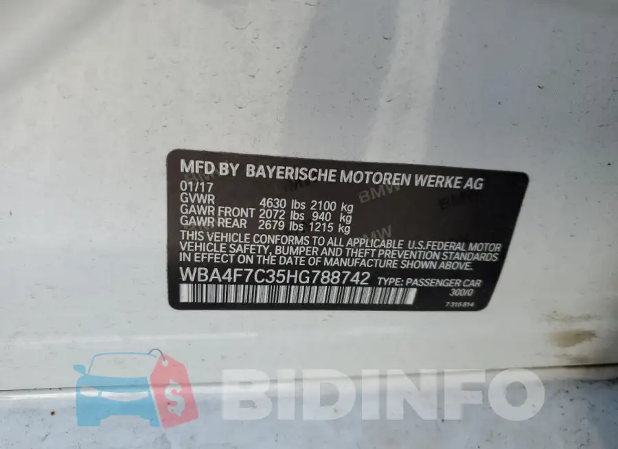 WBA4F7C35HG788742 Photo# 12
