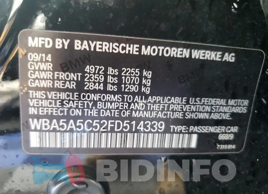 WBA5A5C52FD514339 Photo# 12