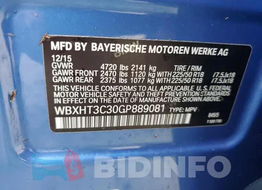 WBXHT3C30GP889081 Photo# 14