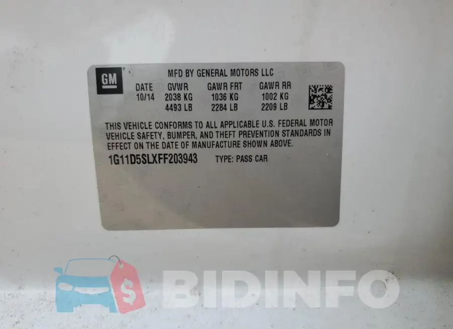 1G11D5SLXFF203943 Photo# 12