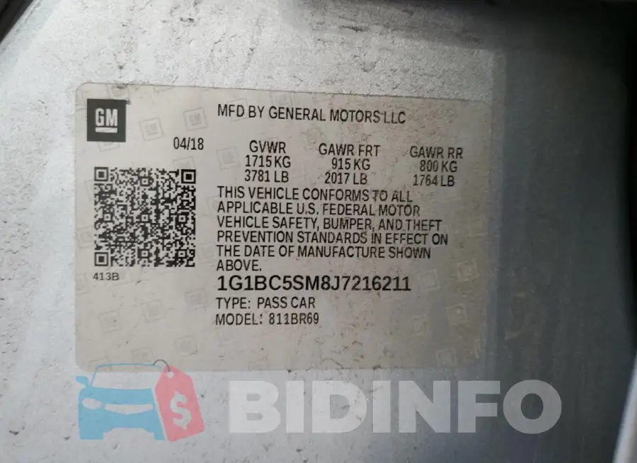 1G1BC5SM8J7216211 Photo# 12