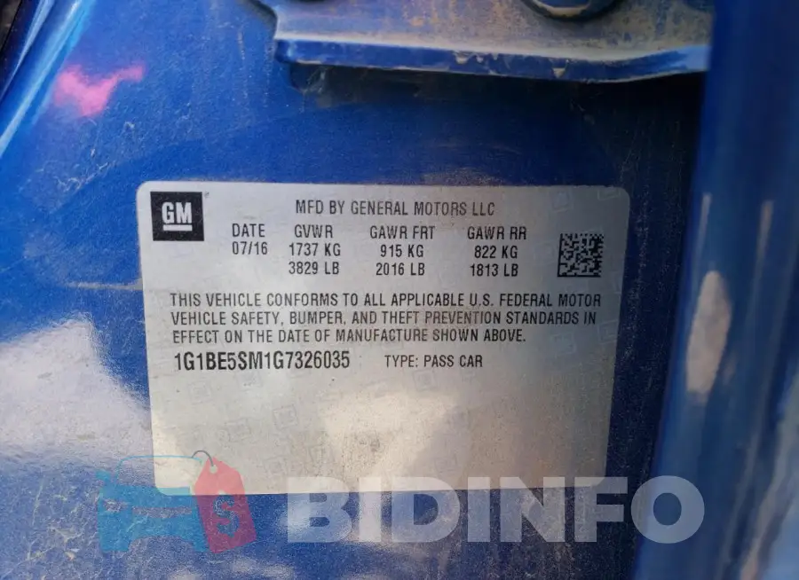 1G1BE5SM1G7326035 Photo# 12