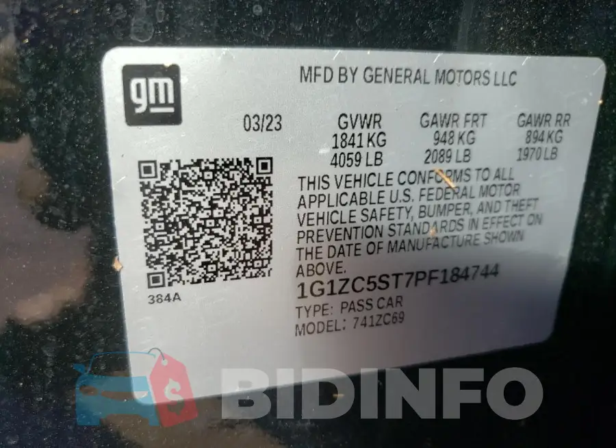 1G1ZC5ST7PF184744 Photo# 12