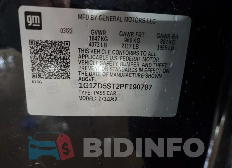 1G1ZD5ST2PF190707 Photo# 13