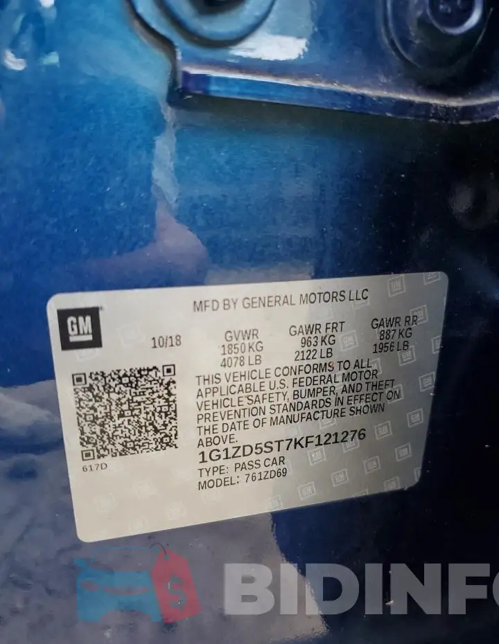 1G1ZD5ST7KF121276 Photo# 13