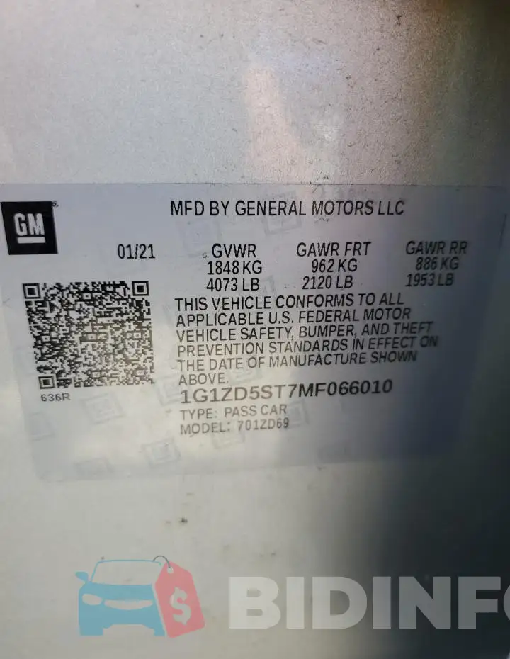 1G1ZD5ST7MF066010 Photo# 13