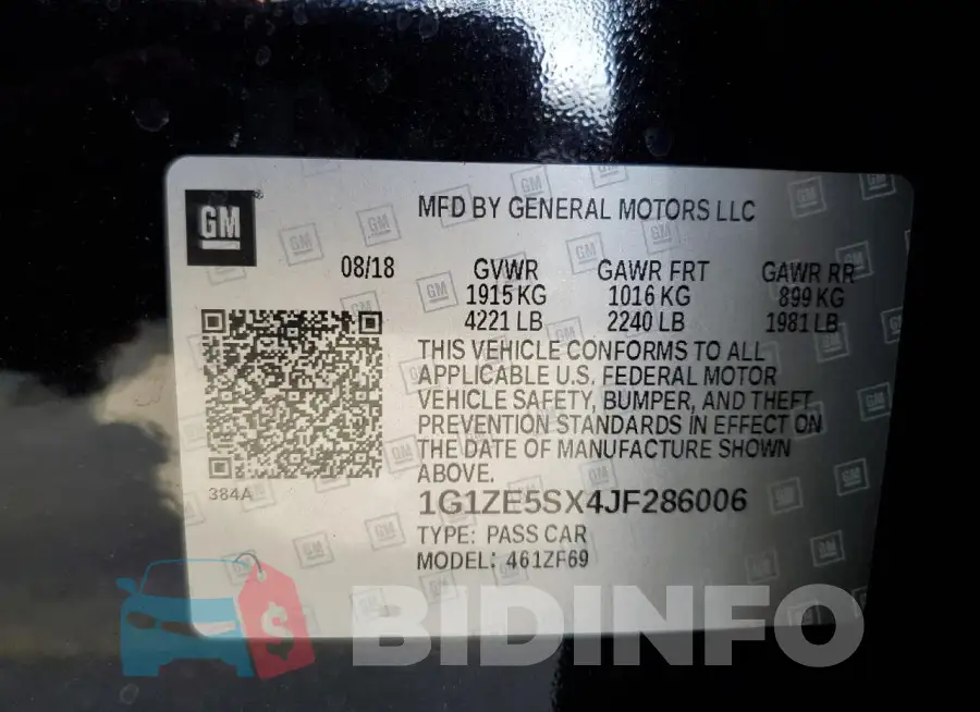 1G1ZE5SX4JF286006 Photo# 12