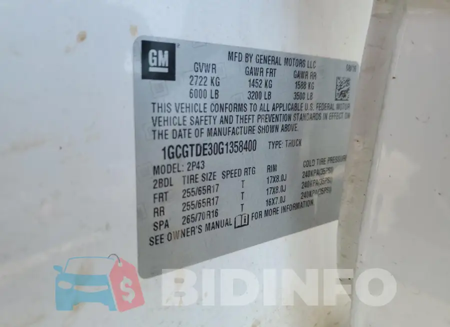 1GCGTDE30G1358400 Photo# 12