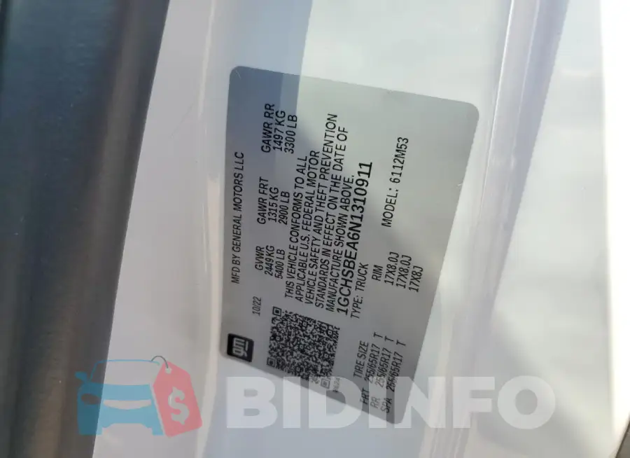 1GCHSBEA6N1310911 Photo# 13