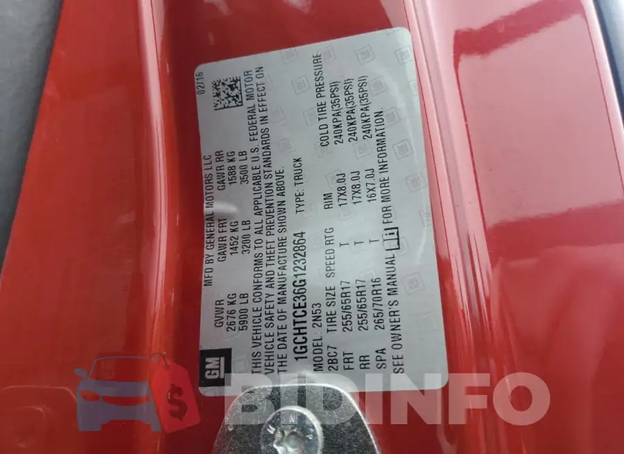 1GCHTCE36G1232864 Photo# 12