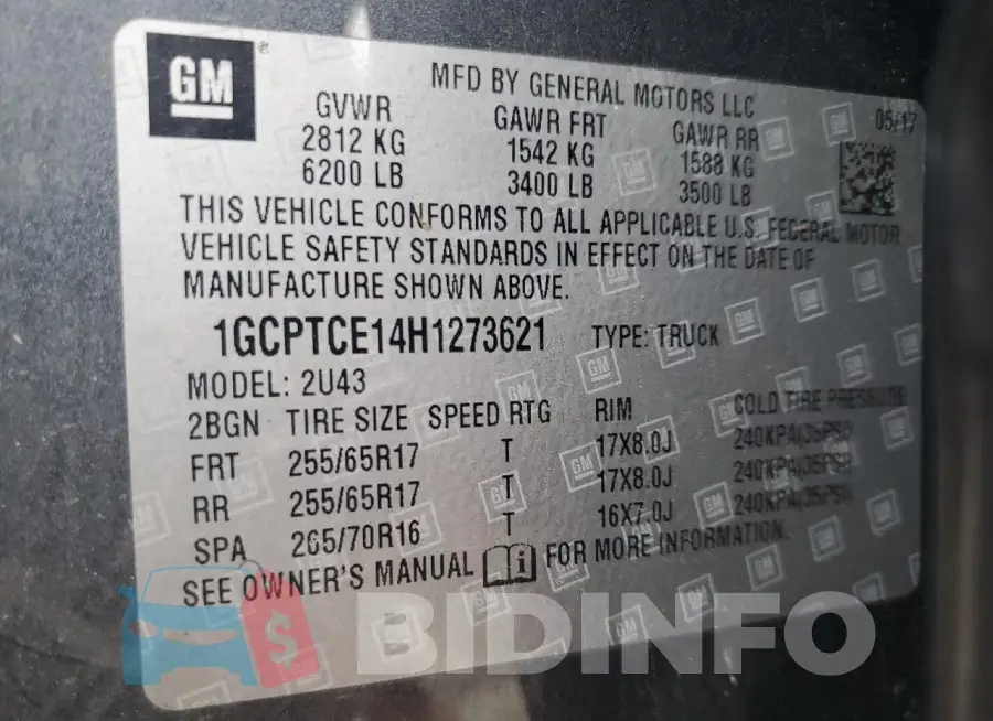 1GCPTCE14H1273621 Photo# 12