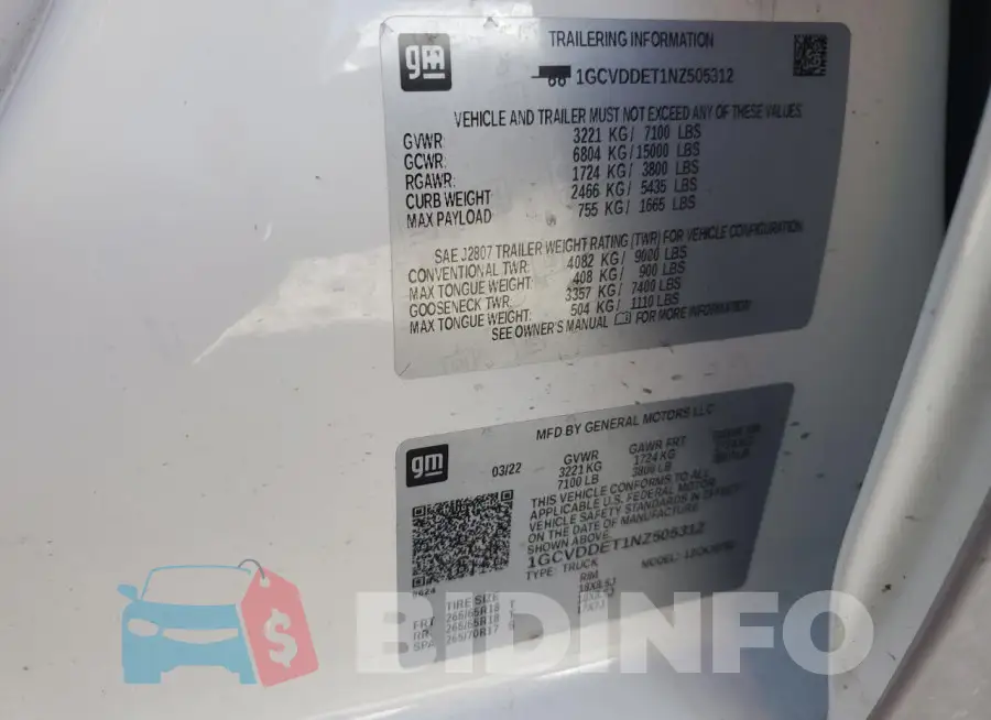 1GCVDDET1NZ505312 Photo# 12