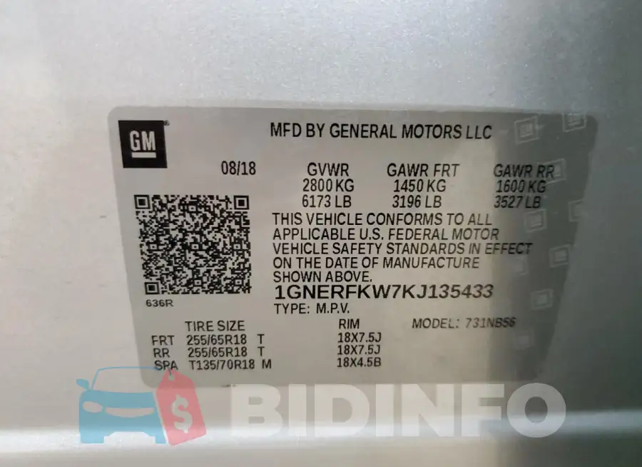 1GNERFKW7KJ135433 Photo# 14