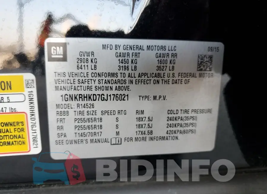 1GNKRHKD7GJ176021 Photo# 13