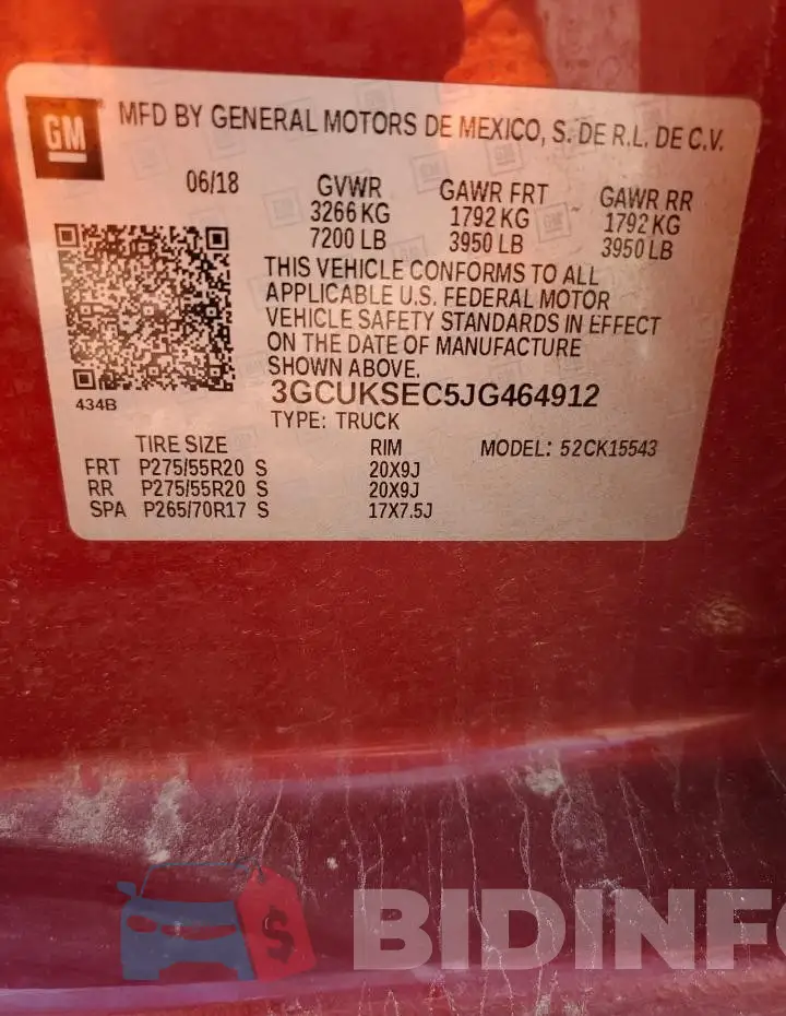 3GCUKSEC5JG464912 Photo# 13