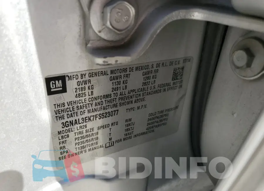 3GNAL3EK7FS523077 Photo# 12