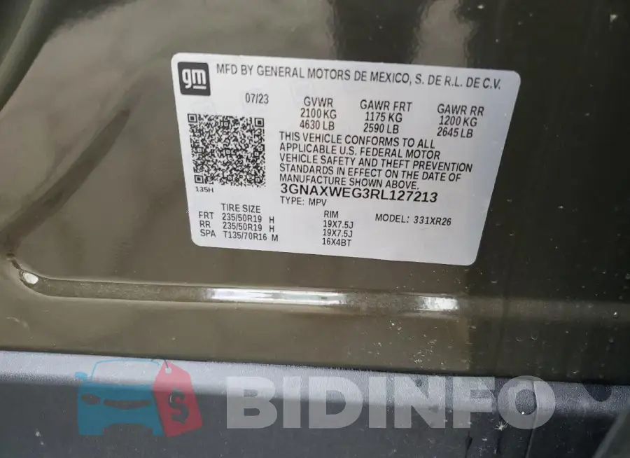 3GNAXWEG3RL127213 Photo# 12
