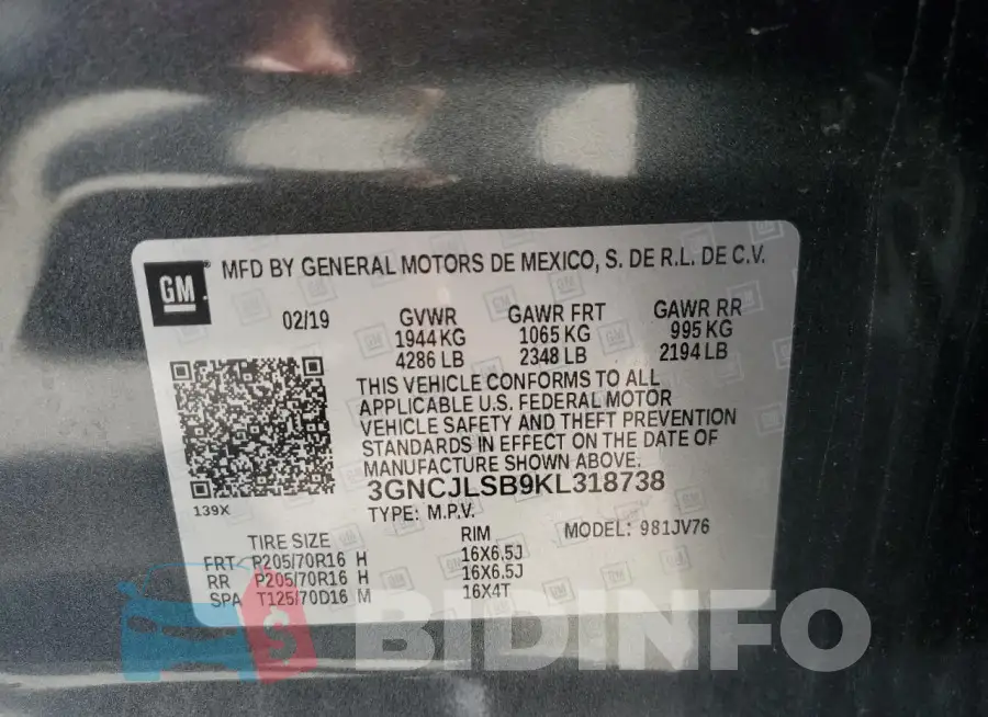 3GNCJLSB9KL318738 Photo# 13