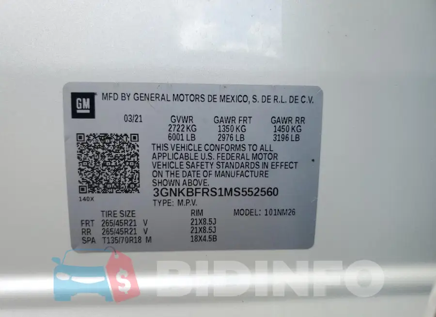 3GNKBFRS1MS552560 Photo# 14