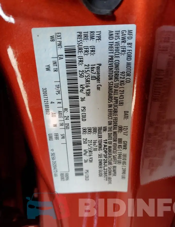 1FADP3F28JL238577 Photo# 12