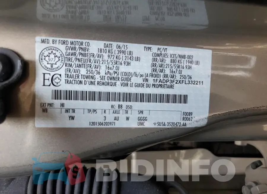 1FADP3F2XFL332211 Photo# 13