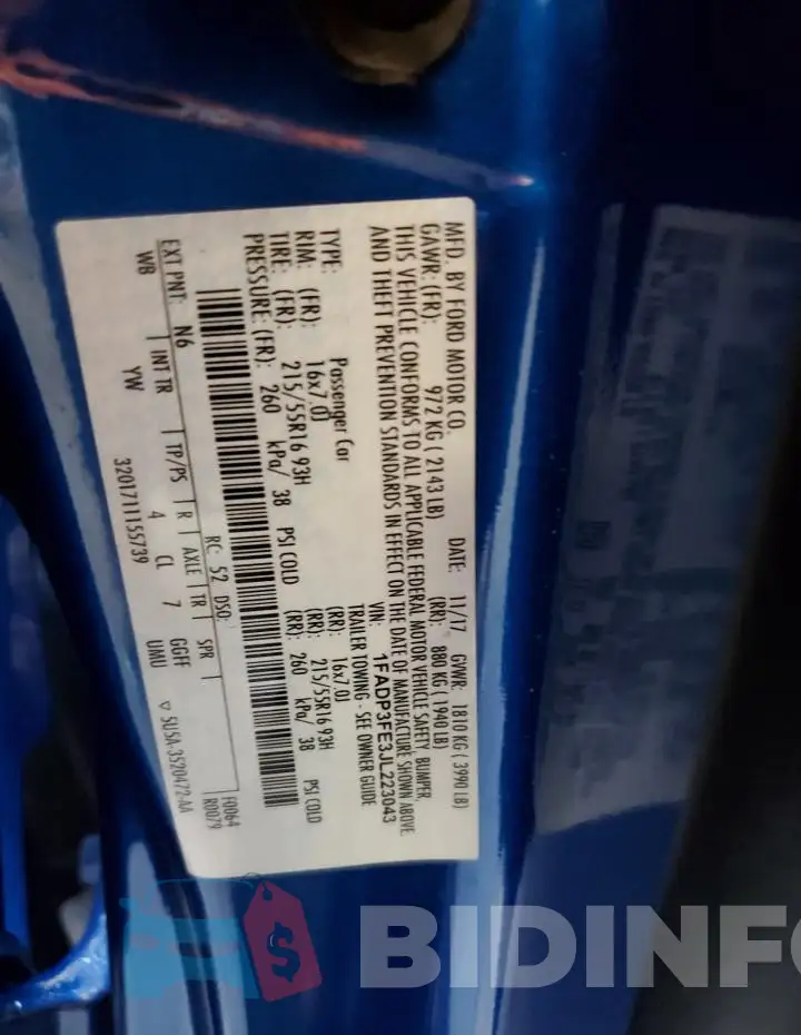 1FADP3FE3JL223043 Photo# 13