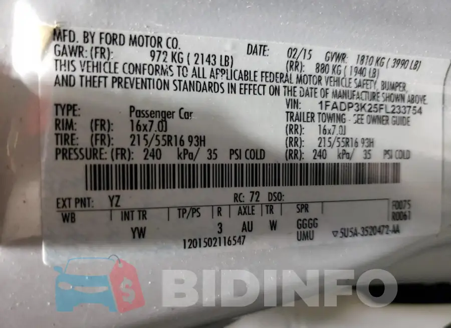 1FADP3K25FL233754 Photo# 12