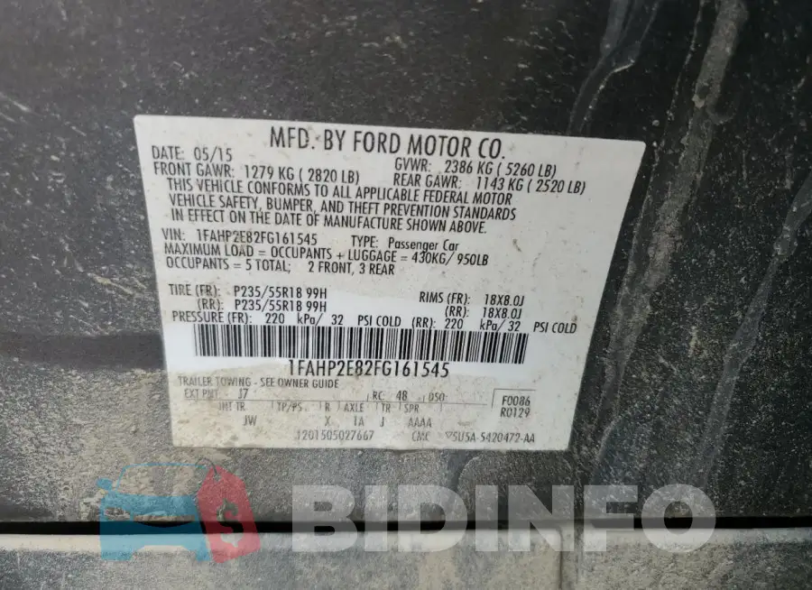 1FAHP2E82FG161545 Photo# 13