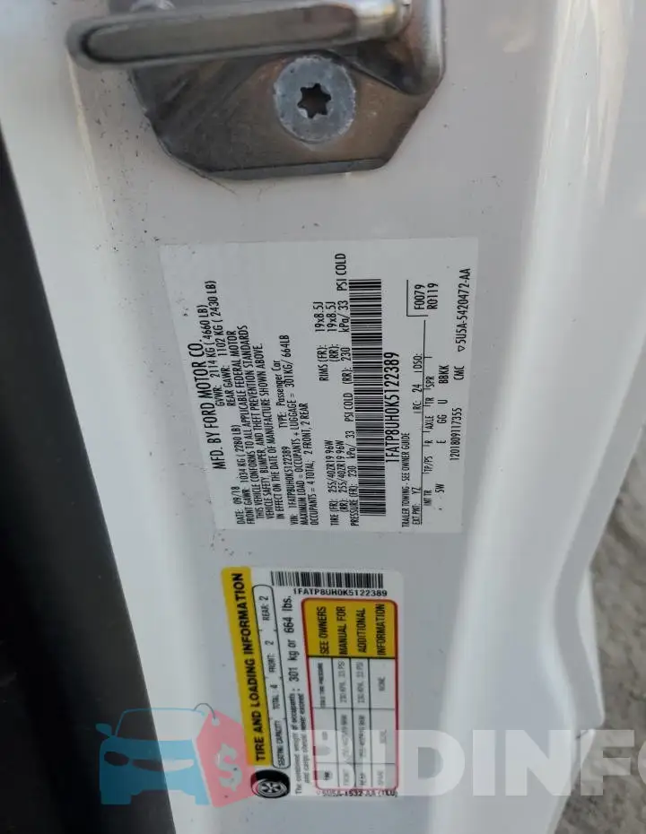1FATP8UH0K5122389 Photo# 13