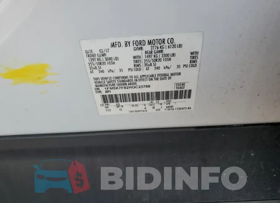 1FM5K7F82HGC23788 Photo# 13