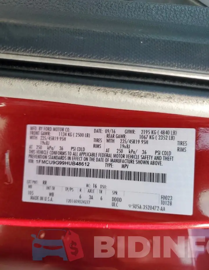 1FMCU9G99HUB48612 Photo# 13