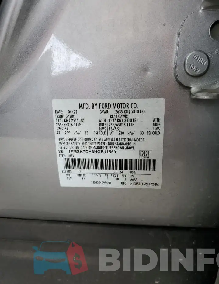 1FMSK7DH6NGB11559 Photo# 13