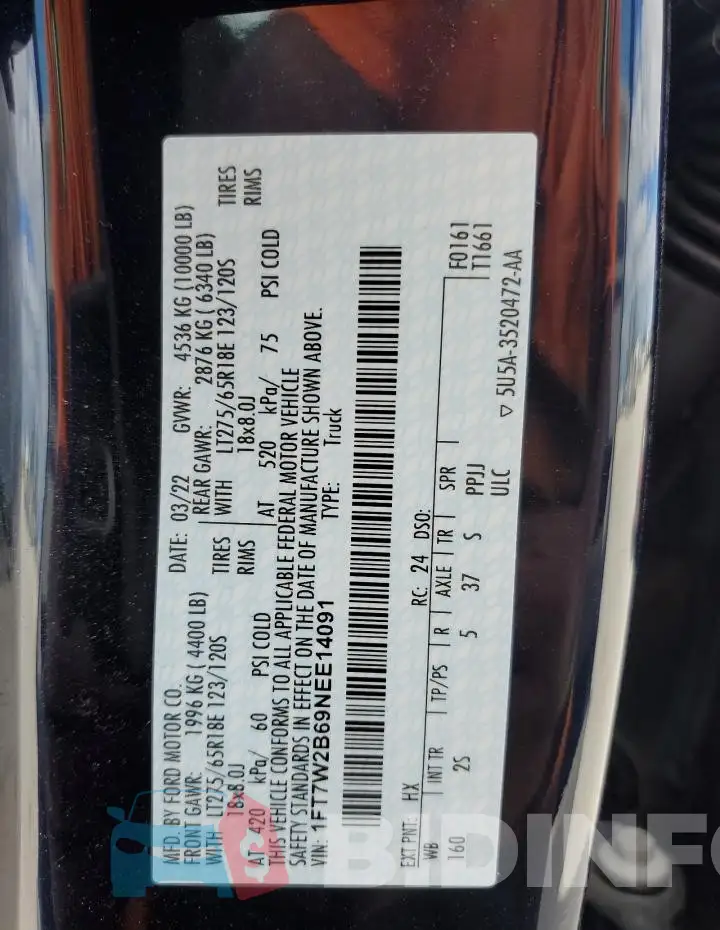 1FT7W2B69NEE14091 Photo# 13