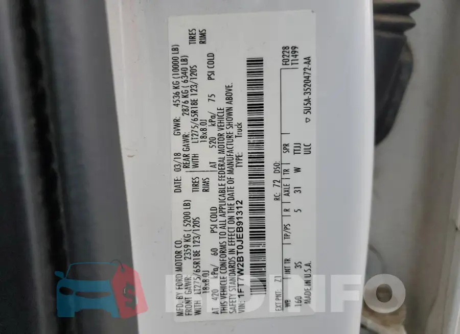 1FT7W2BT0JEB91312 Photo# 12