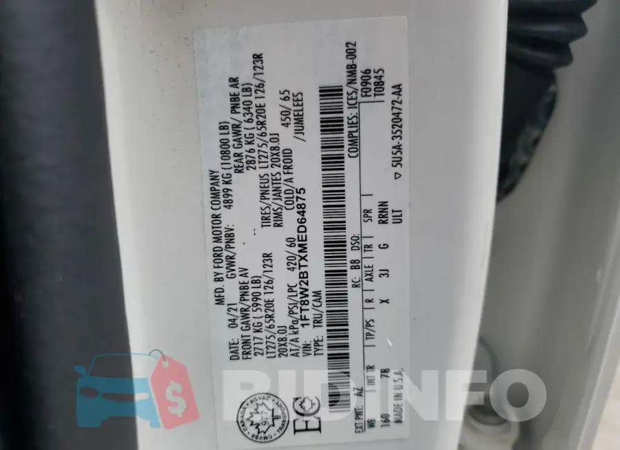 1FT8W2BTXMED64875 Photo# 12