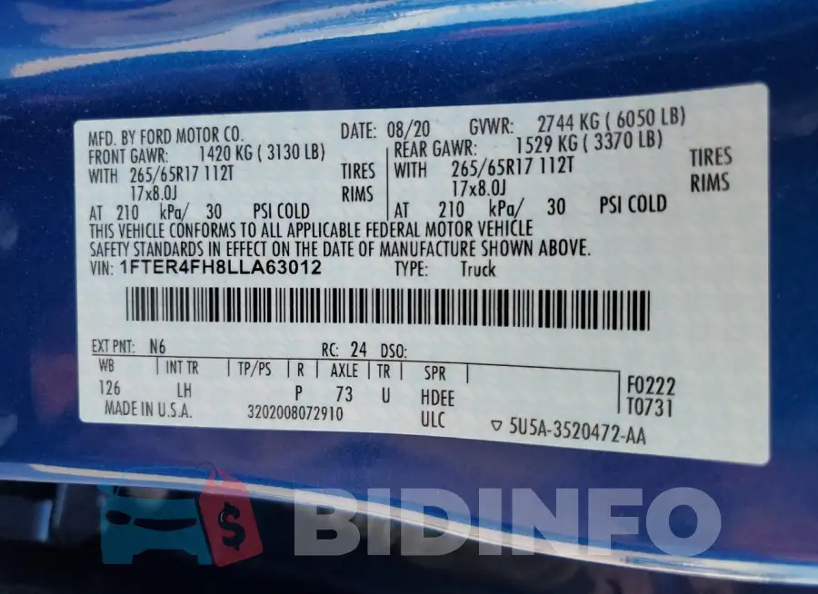 1FTER4FH8LLA63012 Photo# 12