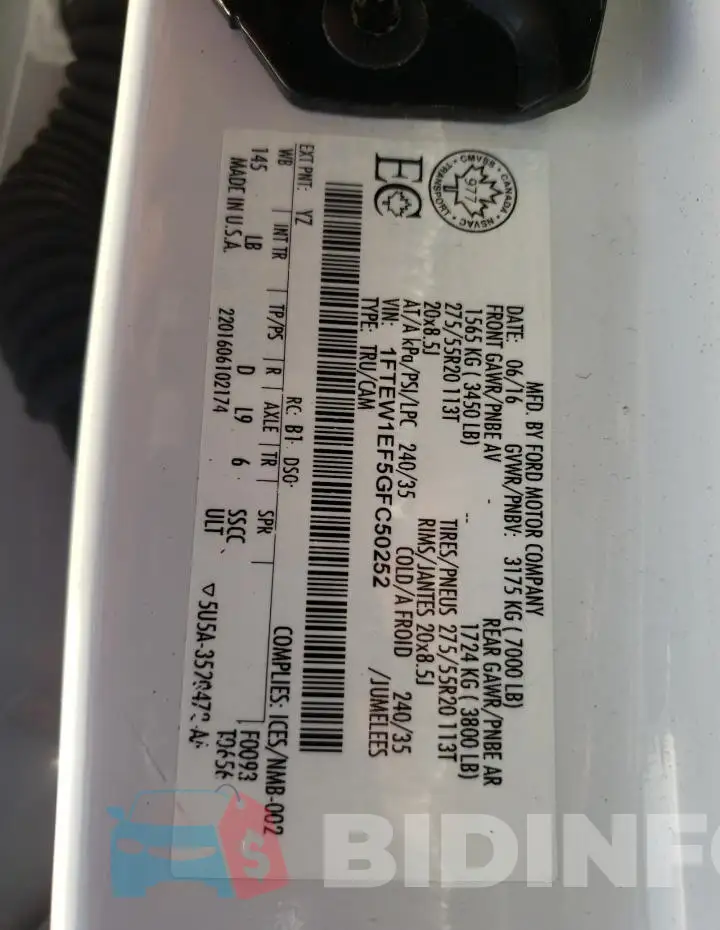1FTEW1EF5GFC50252 Photo# 12