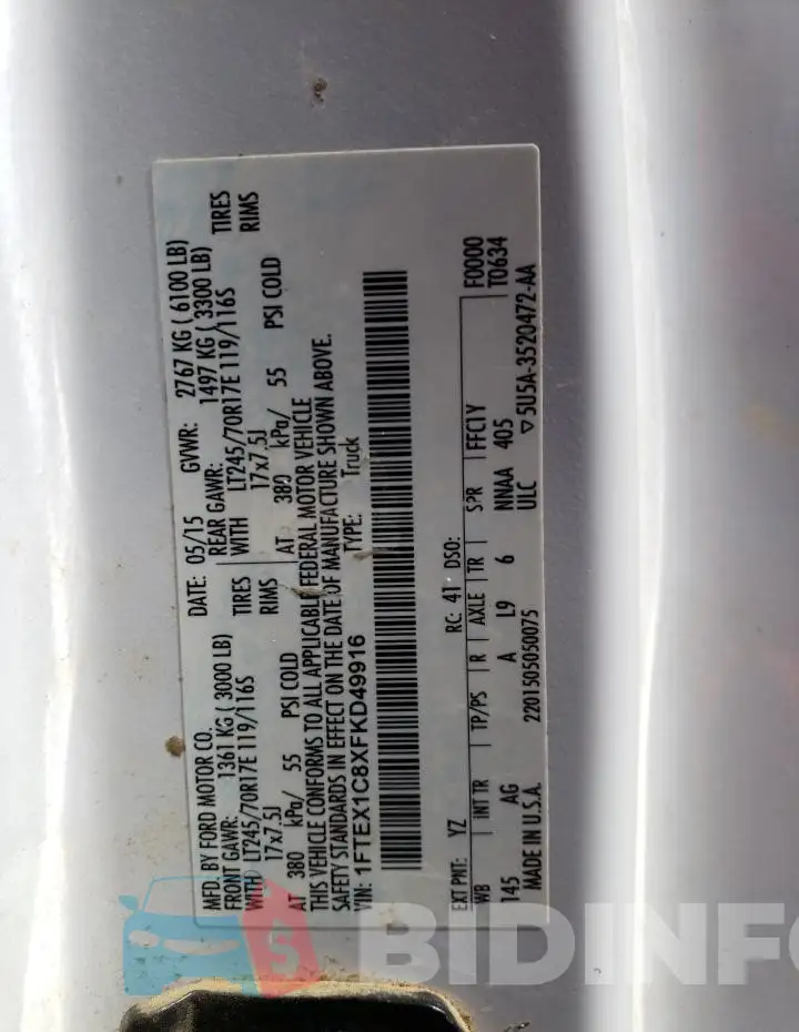 1FTEX1C8XFKD49916 Photo# 13