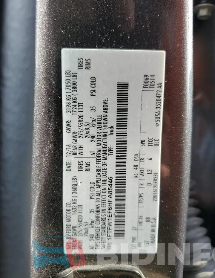 1FTFW1EF6HFA85446 Photo# 13