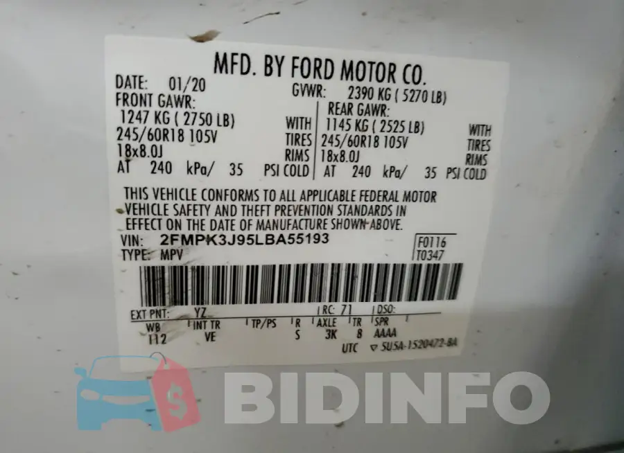 2FMPK3J95LBA55193 Photo# 13